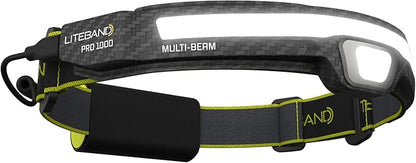 OPTIMAL VENTURES LED Headlamp, Liteband PRO 1000 Lumen Super Bright Head Lamp, Powerful Battery Powered Tactical Headlamps, Camping, Running, Hard Hat Light, Best Rated Forehead Flashlight, Carbon