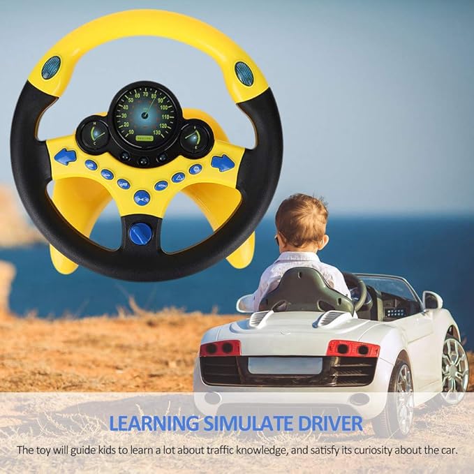 Coherny Simulated Driving Controller Portable Simulated Driving Steering Wheel Copilot Toy Children's Educational Sounding Toy Small Steering Wheel Toy Gift Funny Interactive Driving Wheel with Music