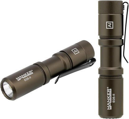 Manker E05 II High Output EDC Flashlight Eeay to Carry, for Camping, Hiking (Sand, 1300 Lumens 6500K Cool White)