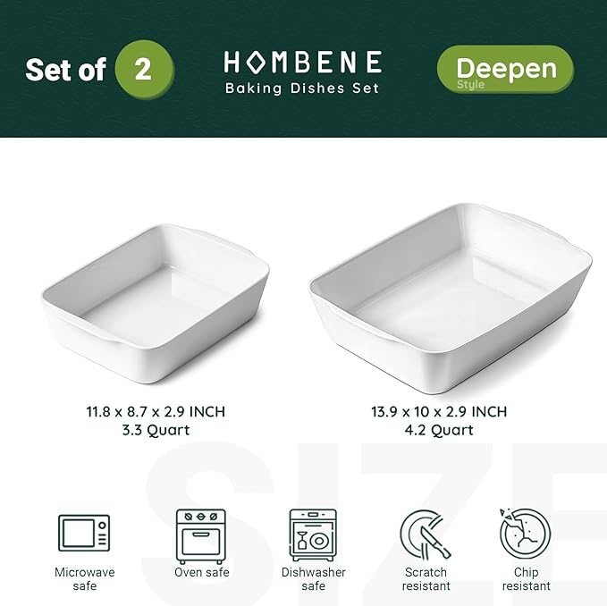 HOMBENE Ceramic Baking Dish Set