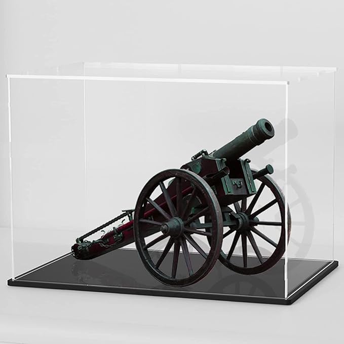 SVENJBB Acrylic Display Case, Acrylic Boxe for Display, Clear Display Cases with Matte Black Base and Lid for Football, Car Model and Figures, 12x8x8 Inch