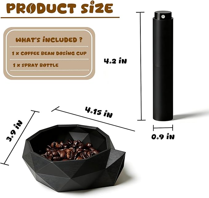 Coffee Bean Dosing Cup and Spray Bottle Set，3D Printed spresso Accessories Kit