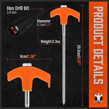HORUSDY Tent Stakes Heavy Duty, 18-Pack 8.07 Inch Tent Stakes with with 4x13ft Rope & 1 Stopper T Pull Hook