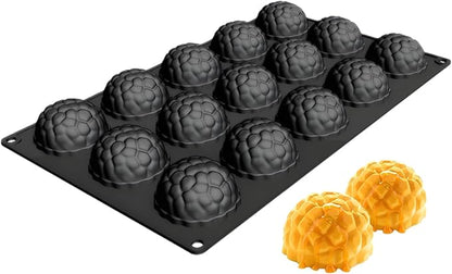 15-Cavity Silicone Baking Mold, Raspberry Shape, 11.3 x 6.69 in,