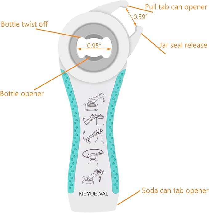 Jar Opener for Weak Hands - 5 in 1 Multi Function Can Opener Bottle Opener Kit