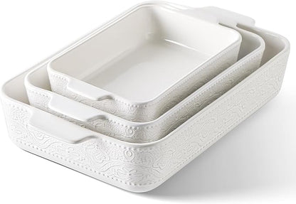 Ceramic Baking Dish Set of 3, Casserole Dishes