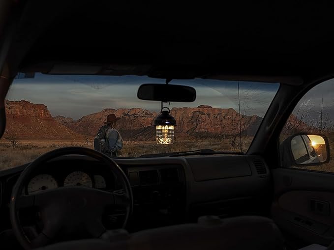 Barebones Beacon Hanging Light ??State Grey, Rechargeable LED Camping Lantern with Adjustable Brightness ??Weatherproof Vintage-Style Hanging Lantern for Outdoor Adventures and Year-Round Use