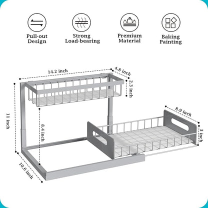 REALINN Under Sink Organizer, Pull Out Cabinet Organizer 2 Tier Slide Out Sink