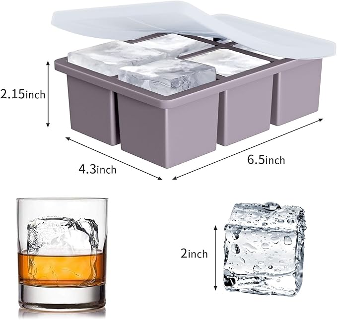 Large Ice Cube Tray for Whiskey: FDDBI Big Square Ice Cube Maker for Cocktail