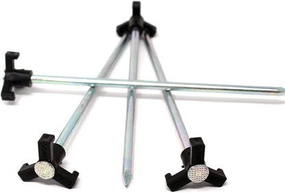 Tricc Unbreakable Heavy Duty Steel Tent/Canopy Stakes, Galvanized Non-Rust 10" Three Pegged Solid, Sturdy Stakes for Outdoor Trips, Camping, Hiking & Gardening. 4 Colors Made in The USA (Black)