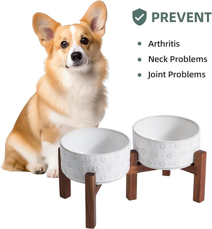 6.1inch Ceramic Raised Double Bowls Set
