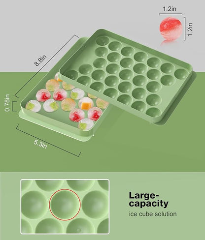 Ice Cube Tray with Lid and Bin, Ice Tray, 62 Round Ice Trays