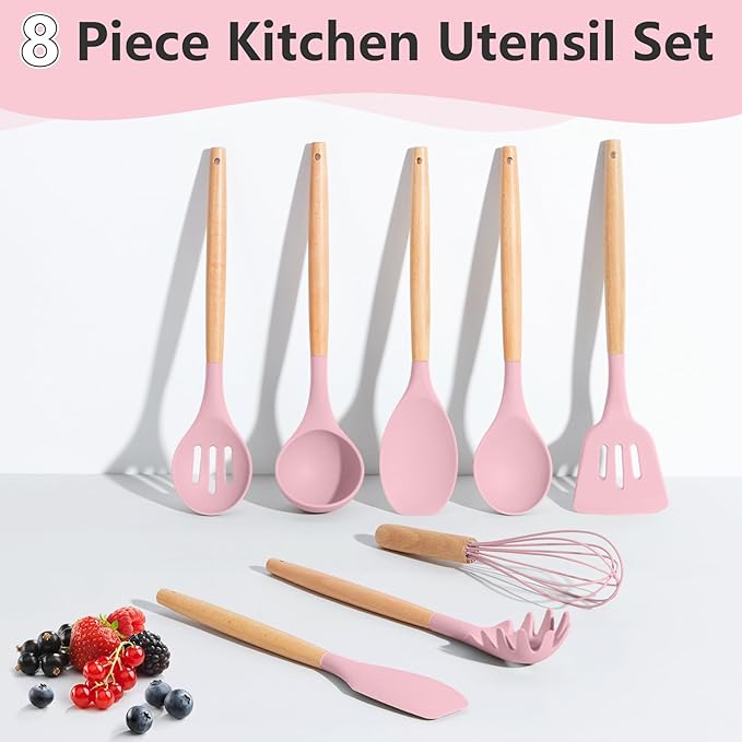 P&P CHEF Silicone Cooking Utensils Set, 8-Piece Kitchen Cooking Utensil
