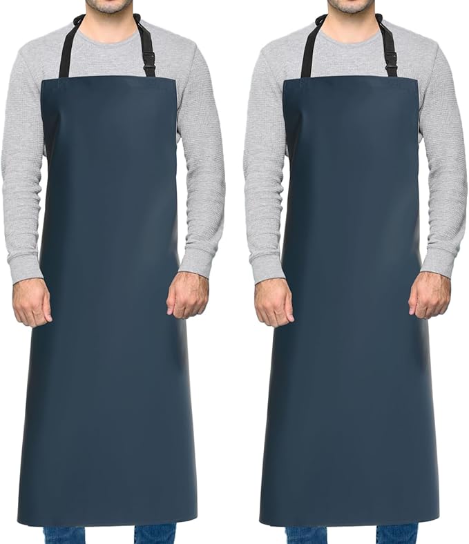 Homsolver 2 Pack Waterproof Rubber Aprons, Heavy Duty Butcher
