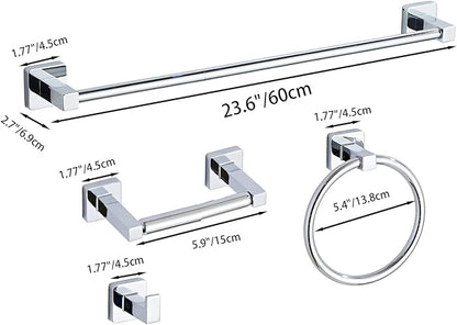 Chrome Bathroom Hardware Set 4 Pieces, Bathroom Accessories Set Stainless Steel
