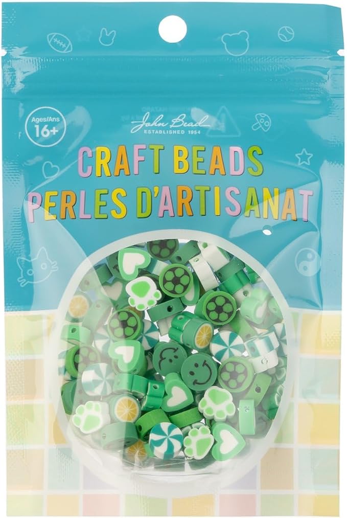 120pcs John Bead 9mm Assorted Green Polymer Clay Craft Beads for Jewelry Bracelet Making