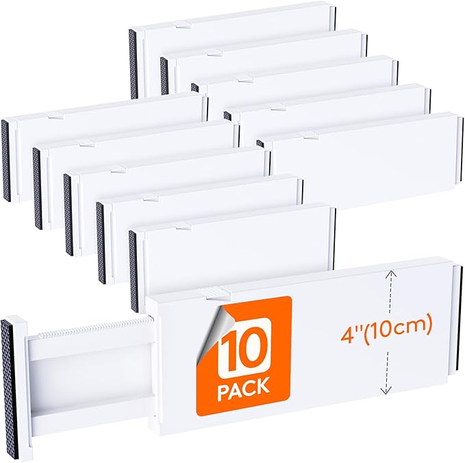 Lifewit 10 Pack 4" High Drawer Dividers 28-43.5cm/11-17" Adjustable Drawer