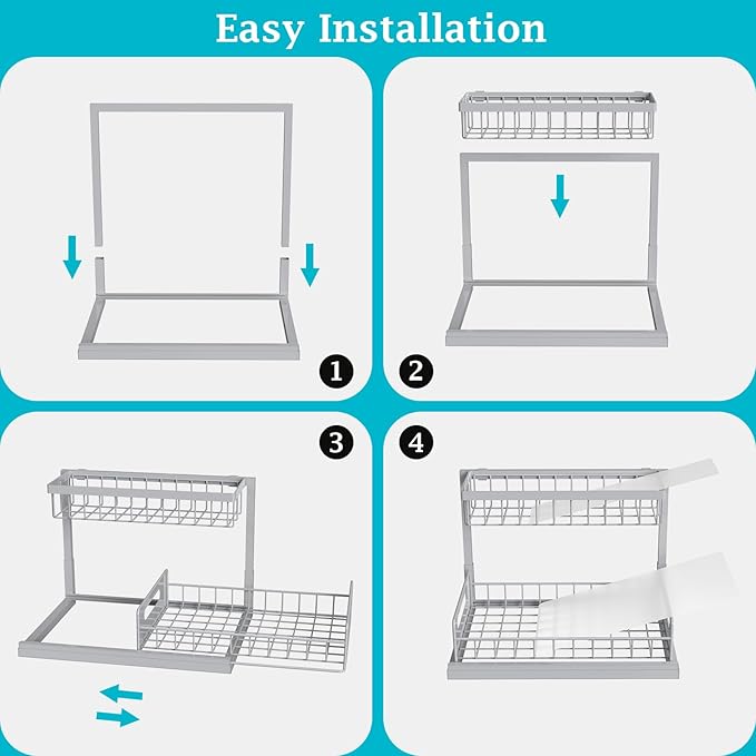 REALINN Under Sink Organizer, Pull Out Cabinet Organizer 2 Tier Slide Out Sink
