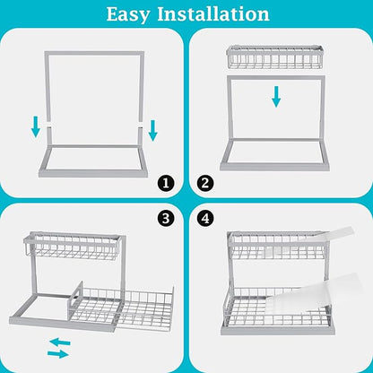 REALINN Under Sink Organizer, Pull Out Cabinet Organizer 2 Tier Slide Out Sink
