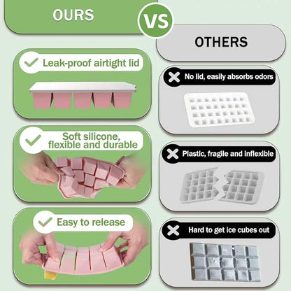 Ice Cube Trays for Freezer, 2 Pack Easy Release Slicone Ice Cube Tray