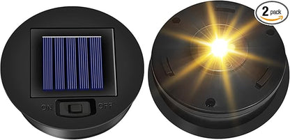 2 Pack Solar Lights Replacement Top, (Top Size 3.3inch, Bottom Size 2.91 inch) Solar Lantern Light Lids, Waterproof Solar Replacement Top Parts for Outdoor Hanging Lanterns(Warm White)