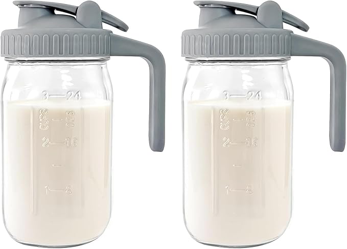 Breast Milk Pitcher - 32 oz Glass Mason Jar