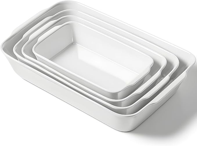 HOMBENE Baking Dish Set for 4, Ceramic Bakeware Sets