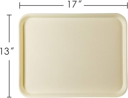 Rectangular Plastic Serving Trays,Fast Food Serving Cafeteria Trays,17"X13",Set of 6(Beige)
