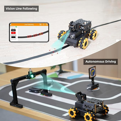 TurboPi Robot Car for Raspberry Pi AI Vision Camera Programmable Smart Robot Car Kit, Color Sorting Line Tracking Target Recognition Obstacle Avoidance, Support Python Linux, with RaspberryPi 5 4GB