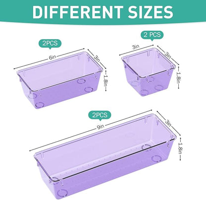 WOWBOX 9 Pack Clear Drawer Organizer Set, Acrylic Drawer Storage Trays