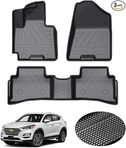 KUST Floor Mats for Hyundai Tucson 2016-2021, All Weather Floor Liners for Tucson Accessories Car Mats Front Rear Set TPE Rubber Raised Edge