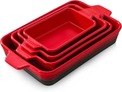 Casserole Dishes For Oven, Heat-Resistant Ceramic Bakeware Set Of 4 Rectangular