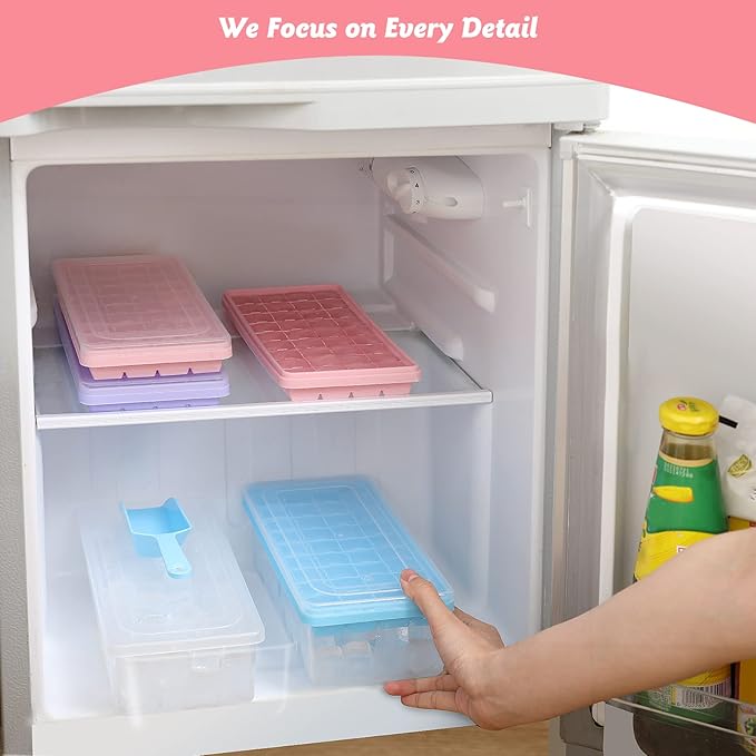 Silicone Ice Cube Tray with Leak-Proof Lid & Storage Bin