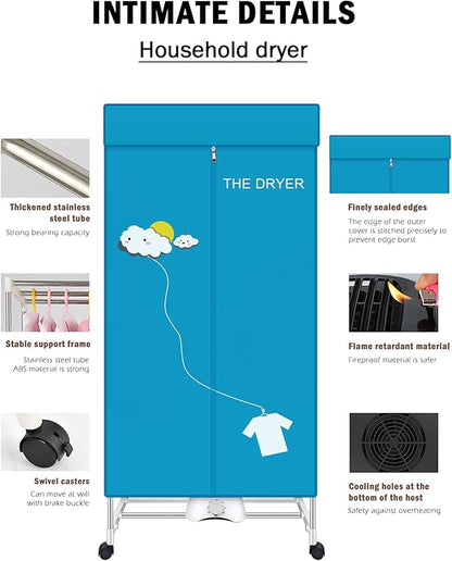 Portable Dryer, 110V 1000W Electric Clothes Dryer Machine, Double Layer