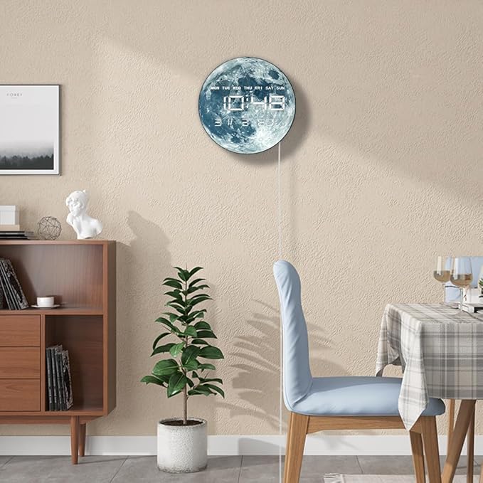 Timethink 12'' Full Moon Digital Wall Clock