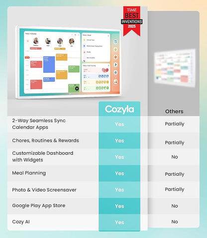 Cozyla Digital Calendar+ 2: 24 inch Wall Planner Touch Screen Chore Chart