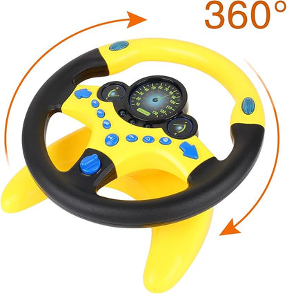 Coherny Simulated Driving Controller Portable Simulated Driving Steering Wheel Copilot Toy Children's Educational Sounding Toy Small Steering Wheel Toy Gift Funny Interactive Driving Wheel with Music