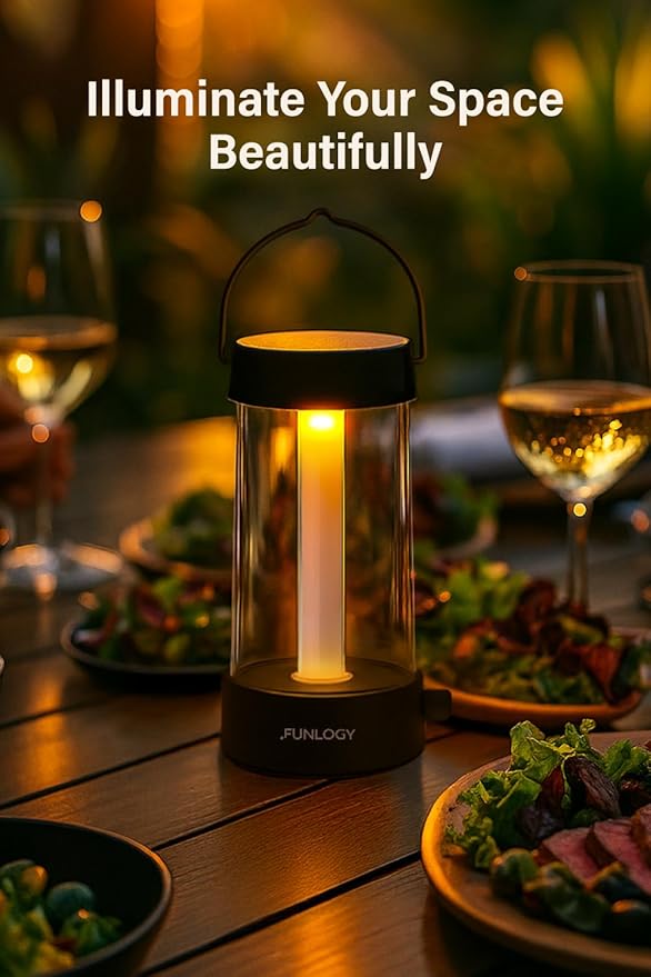 Lantern - Rechargeable LED Camping Lantern, Vintage 360° Dimmable Light , 4000mAh Power Bank, High CRI 95, IPX4 Water-Resistant, Portable for Home, Emergency, Outdoor, Black