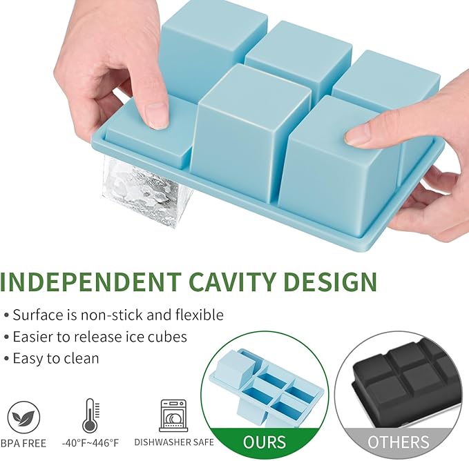 Large Ice Cube Tray for Whiskey: FDDBI Silicone Ice Cube Trays
