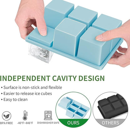 Large Ice Cube Tray for Whiskey: FDDBI Silicone Ice Cube Trays