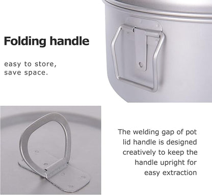 Boundless Voyage Titanium 4.5L Hanging Pot with Steaming Rack Folding Handle Outdoor Camping Cooking Stockpot Steamer Set