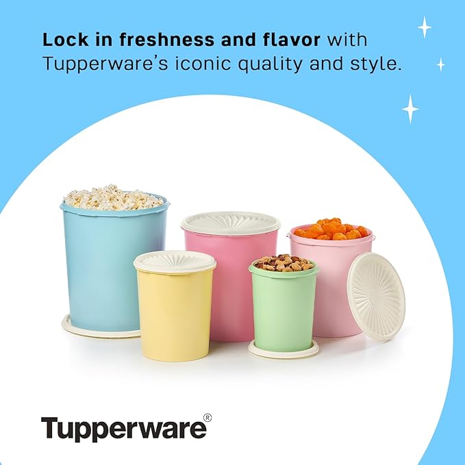 Tupperware Heritage Collection 10 Piece Nested Canister Set in Vintage Colors, Dishwasher Safe and BPA Free (5 Containers, 5 Lids)