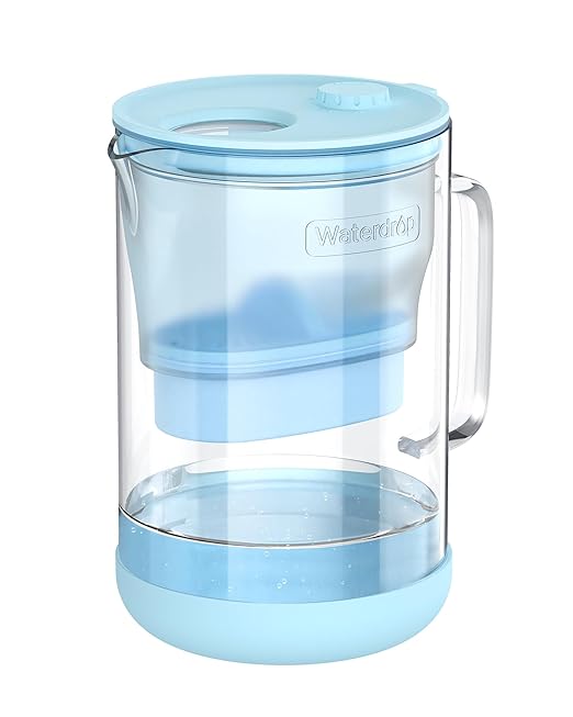 Waterdrop PT-09B-A 10-Cup Large Glass Alkaline Water Filter Pitcher,