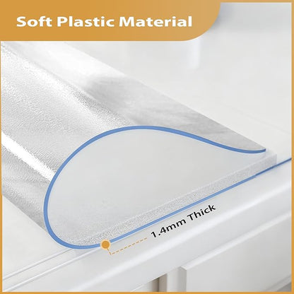 Frosted Table Protector 30 x 60 Inch, 1.4mm Thick Waterproof PVC Plastic Table Cover, Durable Table Pad for Dining Room, Kitchen, Writing Desk, and Coffee Tables