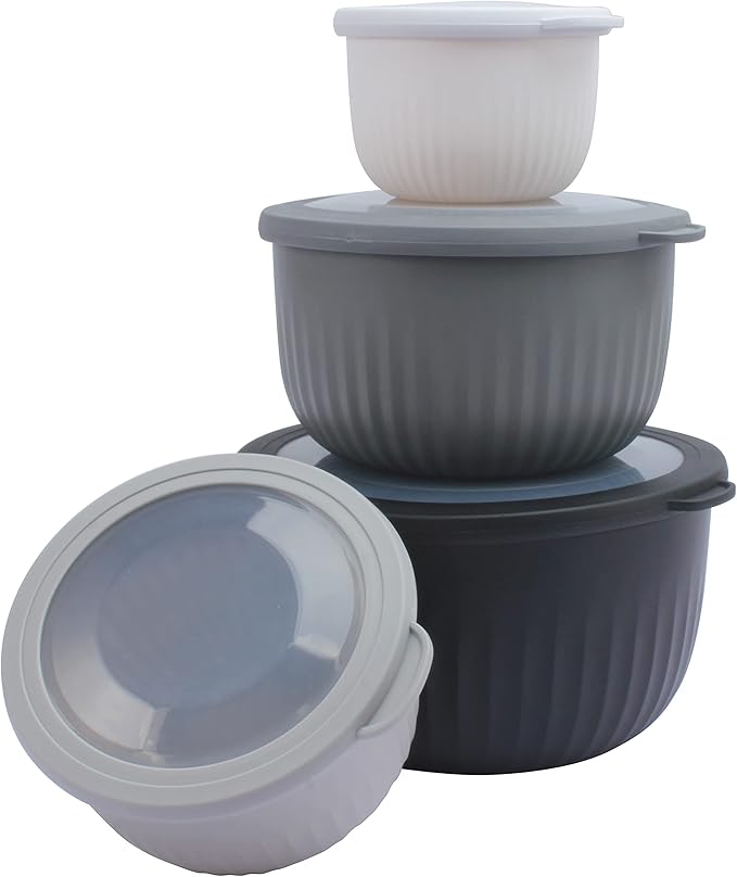 COOK WITH COLOR Prep Bowls with Lids- Wide and Deep Nesting Plastic Small