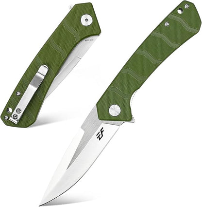 Eafengrow EF234 Folding Knife D2 Steel Blade G10 Handle EDC Tool Knives for Outdoor Working Camping Fishing(green)