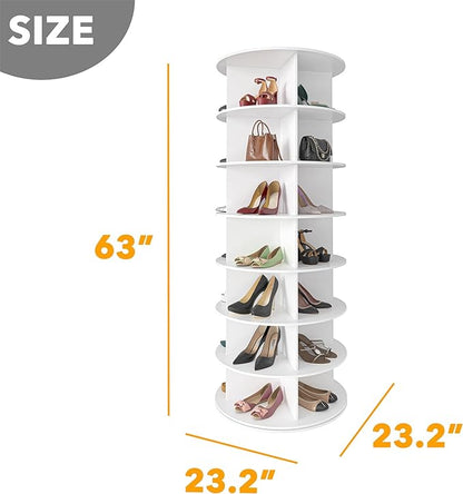 SpaceAid 7 Tier Rotating Shoe Rack Tower, Spinning Shoe Display Lazy Susan