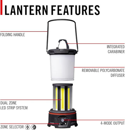 COAST EAL55R Dual Color LED Emergency Light, 3000 Lumen, 10+ Nights of Light, Variable Light Control, Durable for Outdoor & Survival, Black