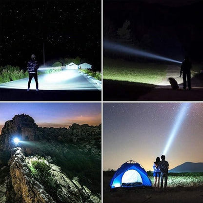 YIERBLUE Rechargeable Spotlight, Super Bright 99,000 High Lumen LED Handheld Spotlight Long Lasting Large Flashlight Searchlight and Flood Camping Flashlight with Foldable Tripod