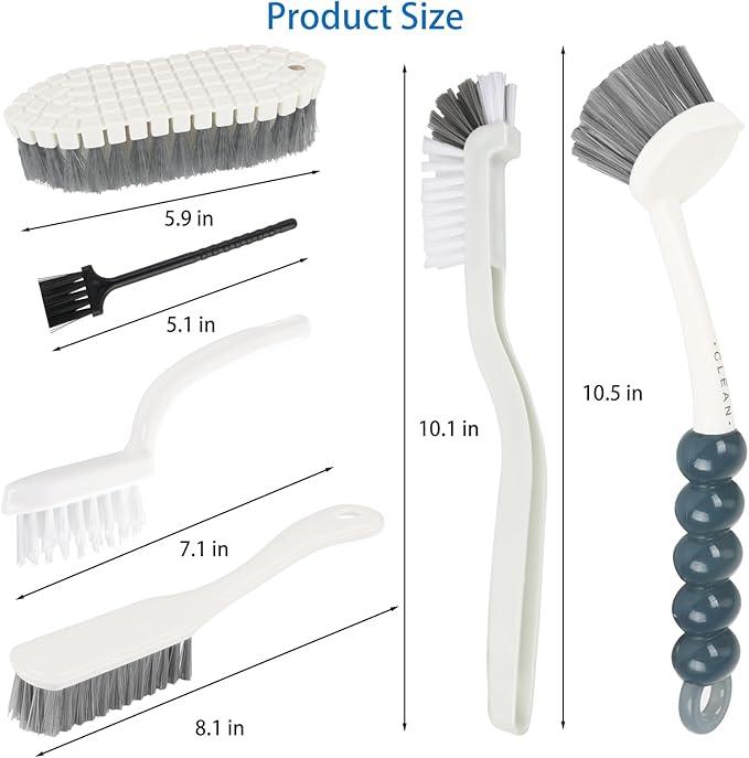 6 Pack Multipurpose Household Cleaning Set, Deep Cleaning Brush Set